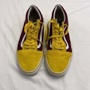 Vans Old Skool Burgundy & Yellow Suede Shoes Size 9.5